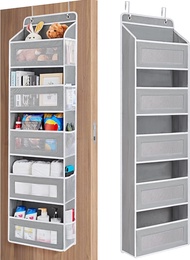 Over the Door Organizer Storage 5 Shelf Hanging Door Organizer with 5 Large Capacity Pockets for Bed