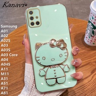 สำหรับเคสโทรศัพท์ Samsung Galaxy A01 A02 A02S A03 A03S A03 Core A04 A04S A05 A05S A11 M11 A31 A51 A71 A81 แฟชั่นKTแมว กระจกแต่งหน้าเคสโทรศัพท์แบบนุ่ม