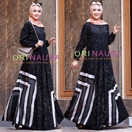Gamis Jumbo Nycta Gina Malaman Rayon Premium Lengan Panjang Pakaian Muslim Wanita Dress BigSize Busu