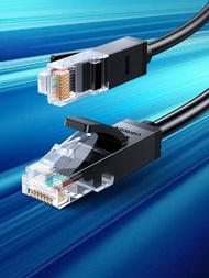 UGREEN Cat6乙太網路補丁電纜千兆rj45網路電纜插頭連接器,適用於電腦,pc,路由器,調制解調器,打印機,xbox,ps5,ps4,psp(黑色)