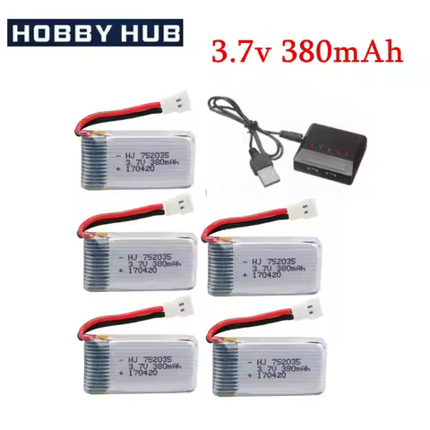 3.7V 300mAH 752035 Lipo Battery With Charger for Udi U816 U830 F180 E55 FQ777 FQ17W Hubsan H107 Syma