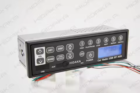 HIDAKA Japan Factory Radio 12V 24V In-Dash 1DIN Bluetooth Hands-Free USB AUX FM Radio MP3 Speaker Pl