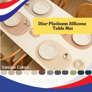 [Diar] Platinum Silicone Table Mat – Heat-Resistant, Non-Slip Dining Placemat (43cm x 30cm) – Durabl