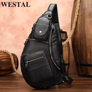 Genuine Leather Backpack Men's Sling Bag