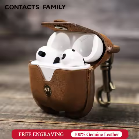 Genuine Leather Cover For Airpods 3 Case 2021 Anti-fall mini bag For Apple AirPod 3 Accessories Wire