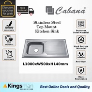 [Kingsman]  Cabana Top Mount Single Bowl Stainless Steel 304 Kitchen Sink Dapur Sinki single bowl Re