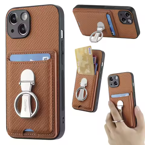 Finger Ring Holder Case For Samsung Galaxy S24 S23 S22 S21 S20 S10 Plus Ultra FE Leather Credit Card