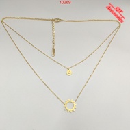 10269 - Super durable two-layer gold-plated titanium necklace with sun and smiley face