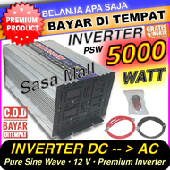 [COD] Car Power Inverter With Pure Sine Wave DC 12V to AC 220V 5000W - 12V Digital Aki Battery Alat 