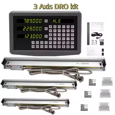 SDS6-3V 3 Axis DRO Digital Readout Display With 3 PCS KA35 5um（0.005mm） Linear Glass Scales For Mill