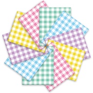 Whaline 5 Keping Kain Kapas Musim Bunga Paskah 18 x 22 Inci Corak Buffalo Plaid Bercorak Fat Quarter