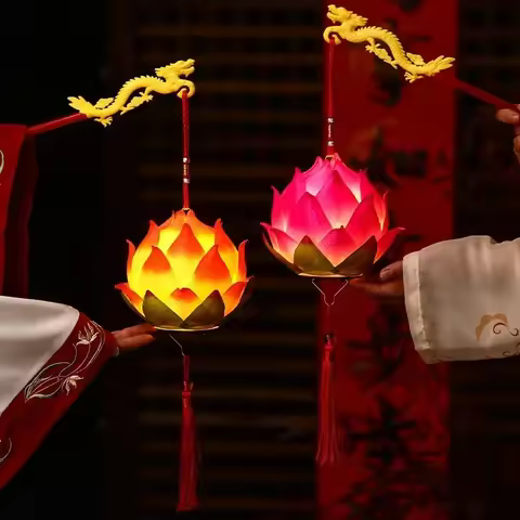 Mid-Autumn Festival Hand-held Lotus Lantern Chinese Festive Atmosphere Decoration Prop Children's Ha