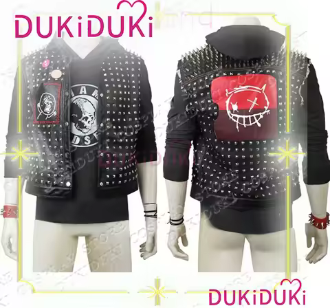 Game Watch Dogs 2 Wrench Cosplay Punk Hoodie Vest Mask Costume Props Party Suit for Halloween Men Ou