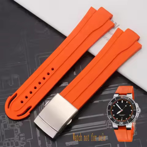 BRETA 24mm x 12mm Rubber Strap Watchband for Oris Aqui 7730/7740 Motorsport Diving Watch Band Convex