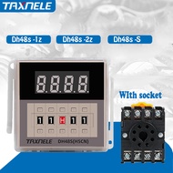 TAXNELE DH48S-2Z Timer Digital Time Relay 0.01s-99h99m Hours Time Delay Relay with Socket Base