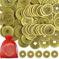 Coopay 240 Pieces Chinese Coins New Year Feng Shui Coins Good Luck Fortune I-Ching Ornament with Red