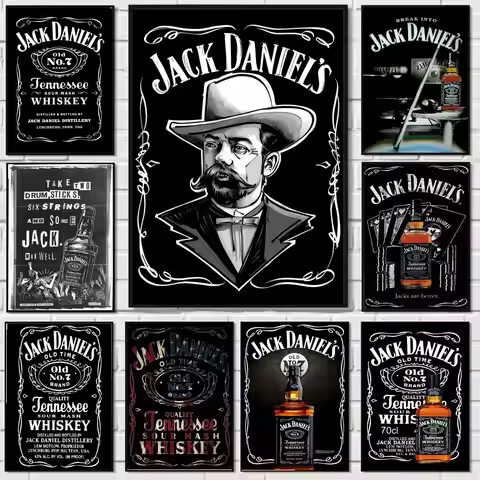 Cool J-JACK D-DANIELS Old No. 7 Painting Calligraphy Canvas HD Poster Wall Art interior Hallway Home