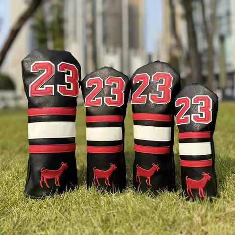 23 Goat Golf Headcovers - Black & Red, Elastic Self-Fixing, Driver Fairway Hybrid Covers with Goat S