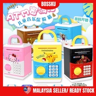 Bossku Atm Machine with Fingerprint Password Music Coin Bank Cartoon Mesin Tabung Simpanan Syiling K