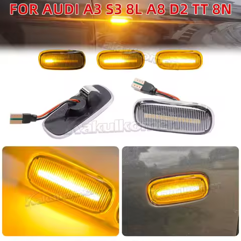 For Audi A2 A3 A4 B5 A6 4B C5 A8 4D TT 8N LED Dynamic Side Marker Light Turn Signal Light Indicator 