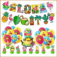 HS Hawaii aloha Flamingo Theme celebrate birthday party balloon banner topper background decoration 
