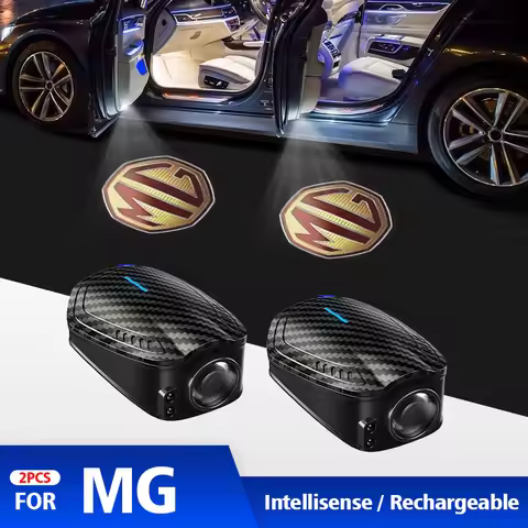 For MG ZR ZS HS GS GT EZS MG3 MG5 2pcs USB Rechargeable GT Line Logo Car Door HD LED Lamps Projector