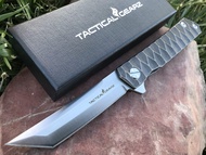 Titanium Pocket Folding Knife for EDC! Solid Tc4 Titanium Handle! CPM-D2 Steel Tanto Blade! Includes