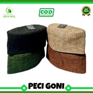 Peci GONI Warna , Kopiah Karung Goni Coklat , Songkok Goni Hitam Cream Coklat Hijau , Peci Haji Goni , Songkok Hitam Goni , Kopiah Habib Bahar Murah , Peci Hb Bahar Murah