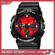 henye-my SKMEI Men s Watch Fashion Sports Wrist Backlight 50M Water Resistant World Time Stopwatch D