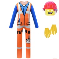 Halloween Lego Emmett Engineer Tight Jumpsuit + Mask Funny Boy Anime Clothing
