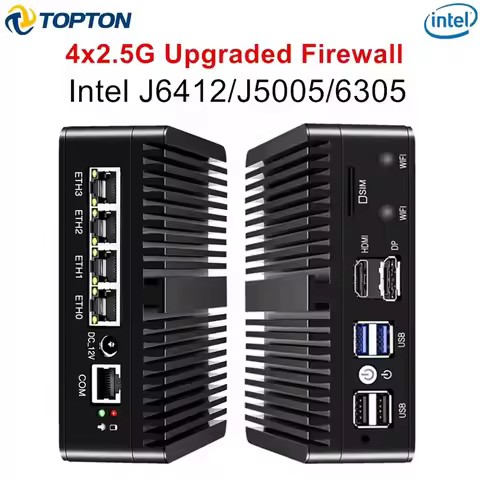 4x2.5G LAN Metal Fanless Firewall Mini PC Upgraded Version Intel Celeron J6412 N5105 J5005 6305 pfSe