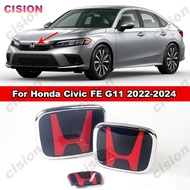1Pc Black Red 3D Honda Emblem Front Rear Steering Wheel Logo Frame Panel Cover Trim Badge Acrylic PM