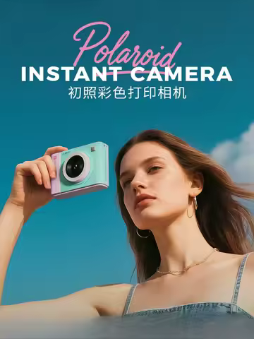 Polaroid camera, cute girl mini film camera, direct color photos, girlfriend's birthday gift