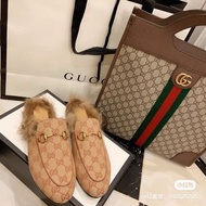 （可議）GUCCI 老花毛毛穆勒鞋