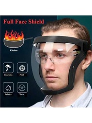 1入組透明面罩保護裝備，焊接防護，防霧面具，頭戴式，適用於工作、戶外保護、廚房、工具處理