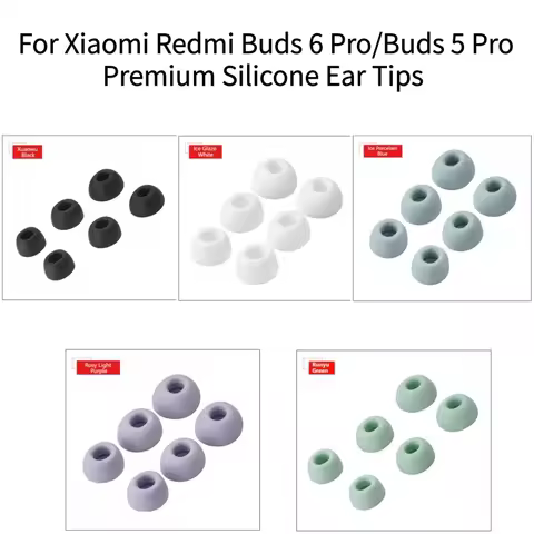 Premium Silicone Ear Tips for Xiaomi Redmi Buds 6 Pro / Buds 5 Pro, S/M/L Sizes Replacement Earbuds