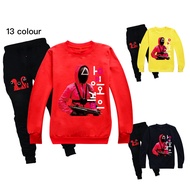 Squid Game Boys Girls Round Neck Sweater Trousers Set Leisure Versatile Sweatshirt + Sport Jogger 1373 Autumn Kids Clothes Suit