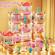 Villa Toys Girls Pretend Play Set Big DIY Doll House Princess Villa Dream Castle Toys for Kids Girls
