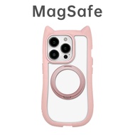 Foreign Trade Cat Ears Magnetic Bracket Phone Case Suitable for Apple 17promax Cat Ears Acrylic ipho