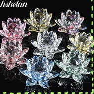 HSHELAA Crystal Lotus Flower Figurine, Lotus Flower Decor Paperweight Table Ornaments Lotus Flower O