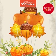6Pcs Pumpkin Pine Cone Maple Leaf Shape Foil Balloons Autumn ThemeHarvest Festival Decorations