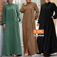 Muslimah Dress Ironless Jubah Raya 2024 Woman Abaya Cardigan Baju Hitam Kurung