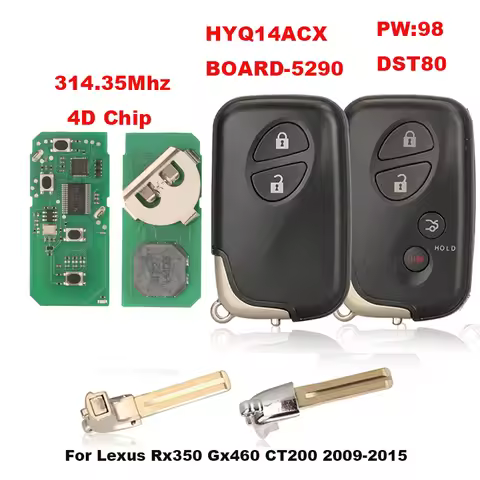 jingyuqin Remote Car Key Control For Lexus RX350 GX460 CT200 2009-2015 Board:5290 FCCID:HYQ14ACX 315