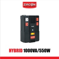 UPS Hybrid-LCD 1000VA/550W ZIRCON เครื่องสำรองไฟ รุ่นเปลี่ยนแบตง่าย เหมาะกับคอม/CCTV/อื่นๆ ล็อตใหม่ 