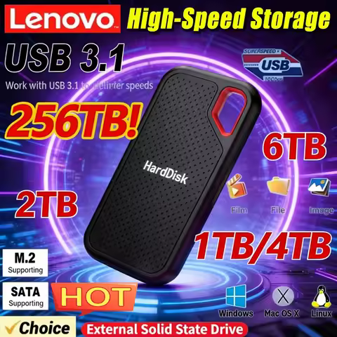 Lenovo 2026 Hard Disk Mobile SSD E60 1TB 2TB 256TB USB 3.1 HD External Hard for Laptop PS5 Mobile Ha