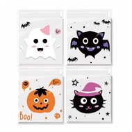 [WX] 100 Pcs Food Grade Plastic Pouches, Cookie Bags for Candy Buffet, Easy Seal Halloween Bags for 