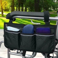 JANE Wheelchair Side Bag Universal Reflective Strip Multi-pocketed Armrest Pouch