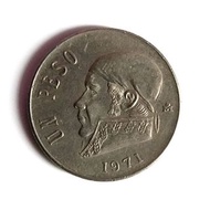 <墨西哥(合眾國時期)錢幣> 1971 Estados Unidos Mexicanos (United Mexican States) UN (1) Peso Copper-nickel Coin 