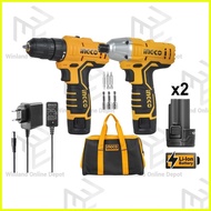 ❐ ◰ ✗ Ingco by Winland Lithium-Ion Cordless Drill and Cordless Impact Driver 2-PC Combo Kit ING-CT