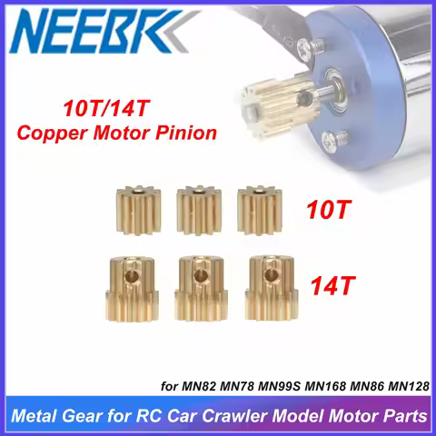 3PCS Metal Gear 10T 14T Copper Motor Pinion for MN82 MN78 MN99S MN168 MN86 MN128 RC Car Crawler Mode